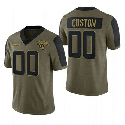 Custom J.Jaguars number Olive 2021 Salute To Service Limited Jersey - Main View