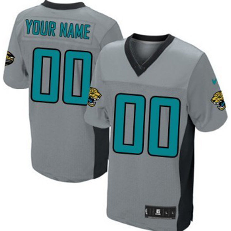 Custom J.Jaguars Gray Shadow Elite Jersey Stitched American Football Jerseys - Main View