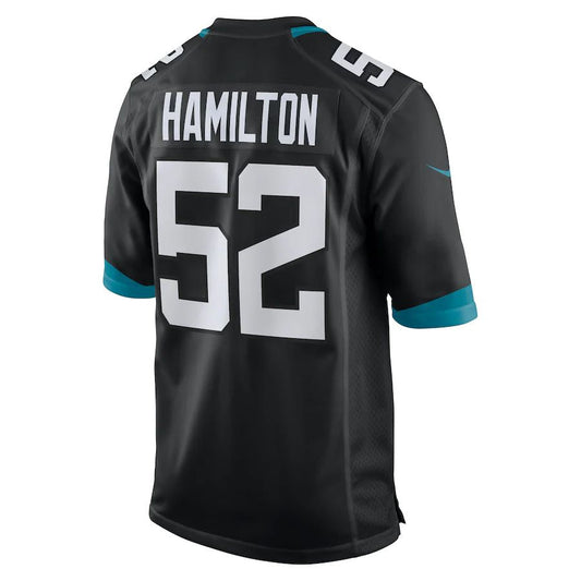 J.Jaguars #52 DaVon Hamilton Black Game Jersey Stitched American Football Jerseys - Main View