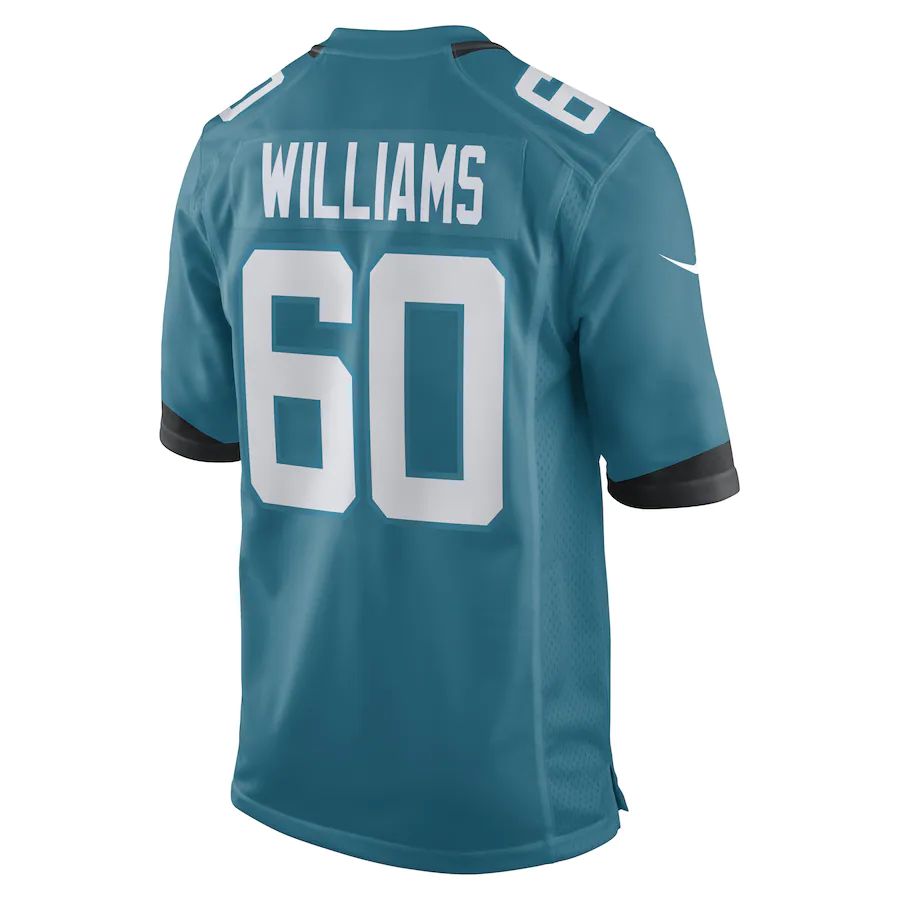 J.Jaguars #60 Darryl Williams Teal Game Player Jersey Stitched American Football Jerseys - Main View
