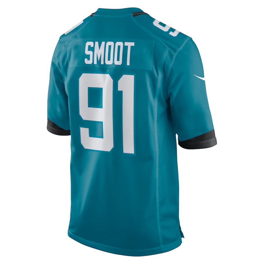 J.Jaguars #91 Dawuane Smoot Teal Game Jersey Stitched American Football Jerseys - Main View