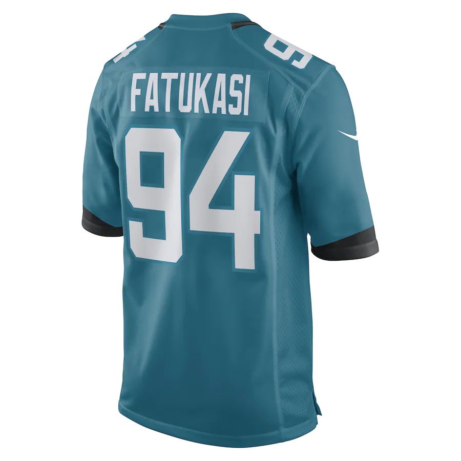 J.Jaguars #94 Folorunso Fatukasi Teal Game Player Jersey Stitched American Football Jerseys - Main View