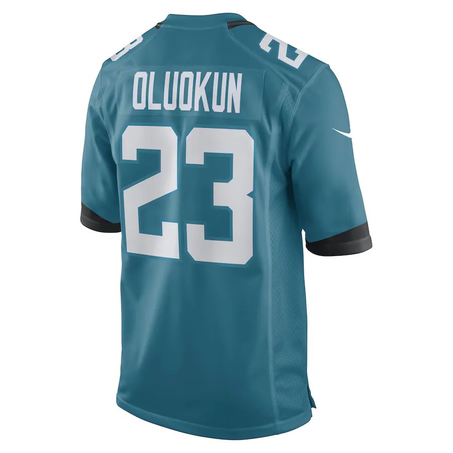 J.Jaguars #23 Foyesade Oluokun Teal Game Player Jersey Stitched American Football Jerseys - Main View