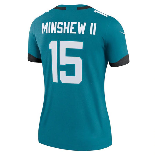 J.Jaguars #15 Gardner Minshew II Teal Legend Jersey Stitched American Football Jerseys - Main View