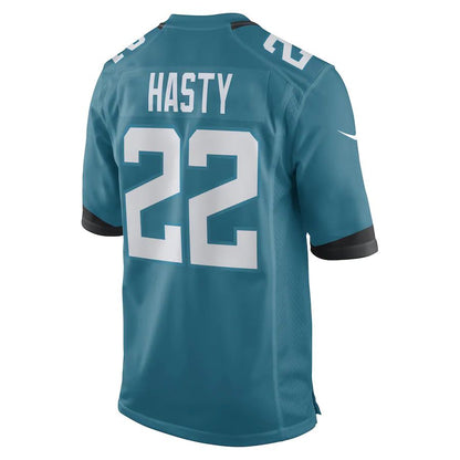 J.Jaguars #22 Jamycal Hasty Teal Game Player Jersey Stitched American Football Jerseys - Main View