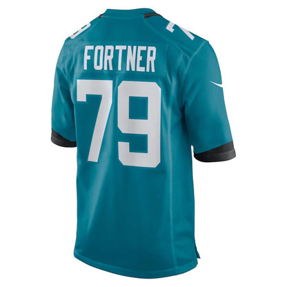J.Jaguars #79 Luke Fortner Teal Game Jersey Stitched American Football Jerseys - Main View