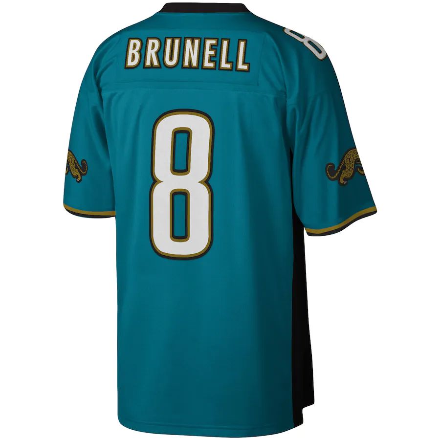 J.Jaguars #8 Mark Brunell Mitchell & Ness Teal Legacy Replica Jersey Stitched American Football Jerseys - Main View