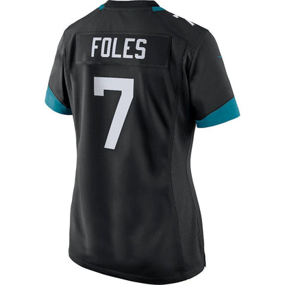 J.Jaguars #7 Nick Foles Black 25th Season Game Jersey Stitched American Football Jerseys - Main View