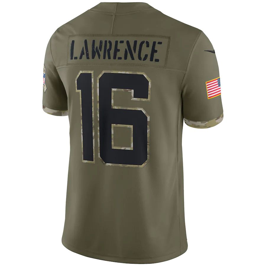 J.Jaguars #16 Trevor Lawrence Olive 2022 Salute To Service Limited Jersey Stitched American Football Jerseys - Main View