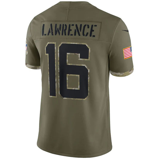 J.Jaguars #16 Trevor Lawrence Olive 2022 Salute To Service Limited Jersey Stitched American Football Jerseys - Main View