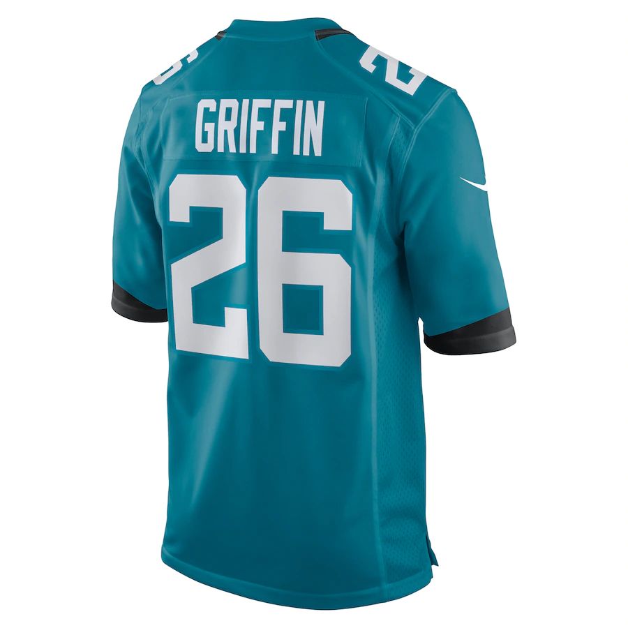 J.Jaguars #26 Shaquill Griffin Teal Game Jersey Stitched American Football Jerseys - Main View