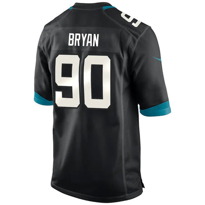 J.Jaguars #90 Taven Bryan Black Game Player Jersey Stitched American Football Jerseys - Main View