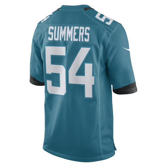 J.Jaguars #54 Ty Summers Teal Game Player Jersey Stitched American Football Jerseys - Main View