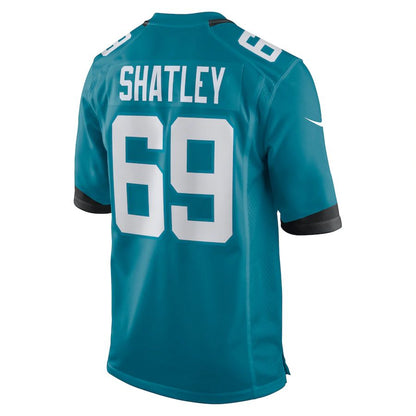 J.Jaguars #69 Tyler Shatley Teal Game Jersey Stitched American Football Jerseys - Main View