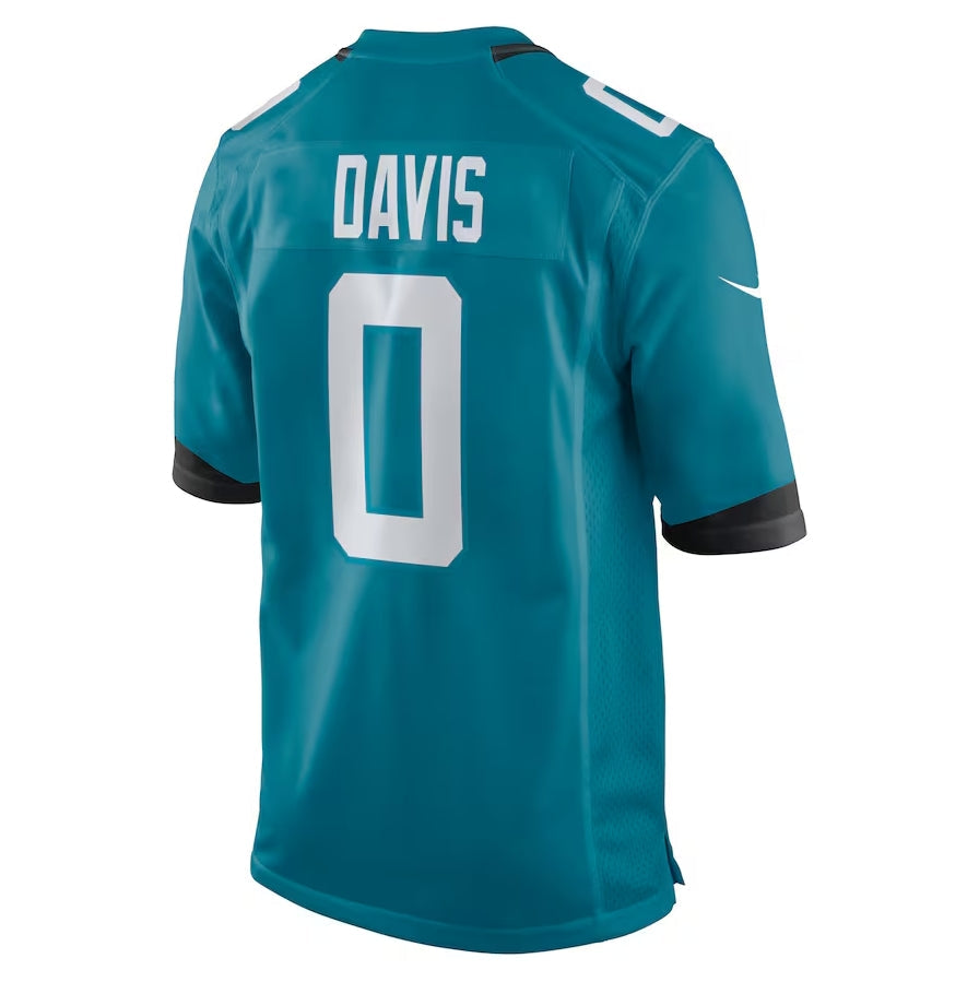 J.Jaguars #0 Gabe Davis Team Game Player Jersey - Teal American Football Jerseys - Main View