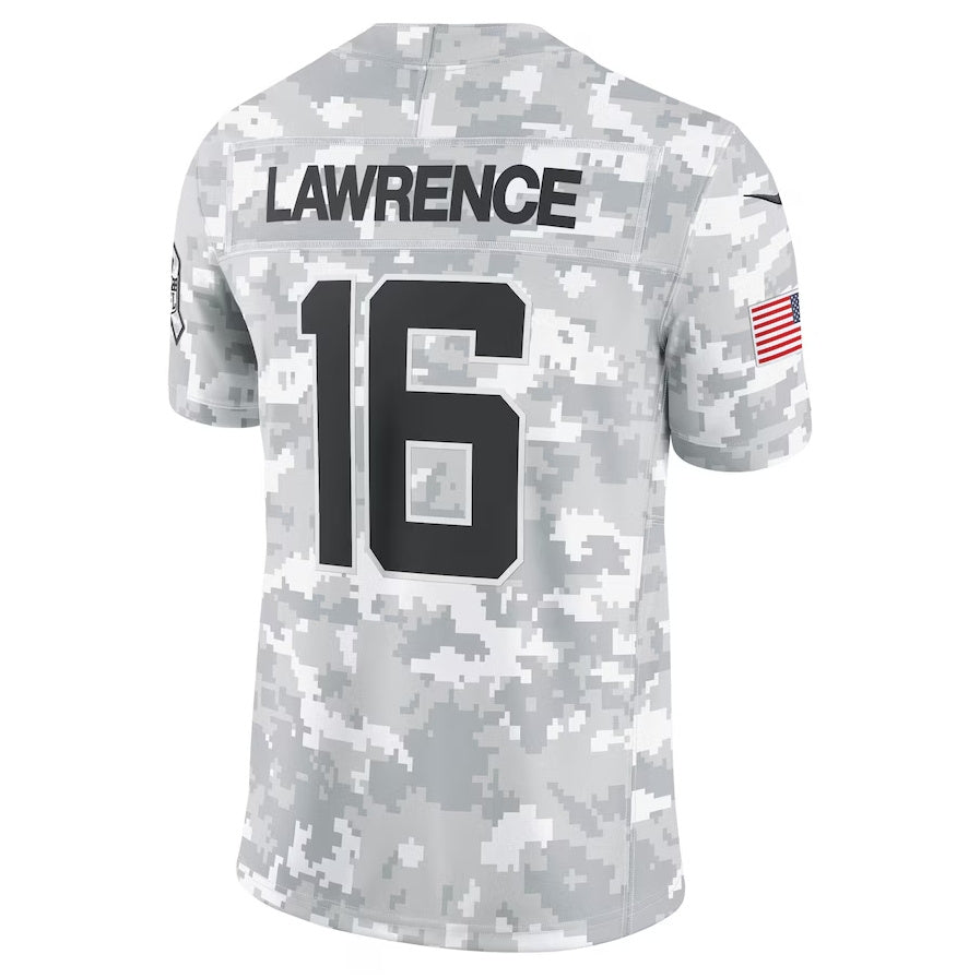 J.Jaguars #16 Trevor Lawrence Arctic Camo 2024 Salute to Service Limited Stitched American Football Jerseys - Main View