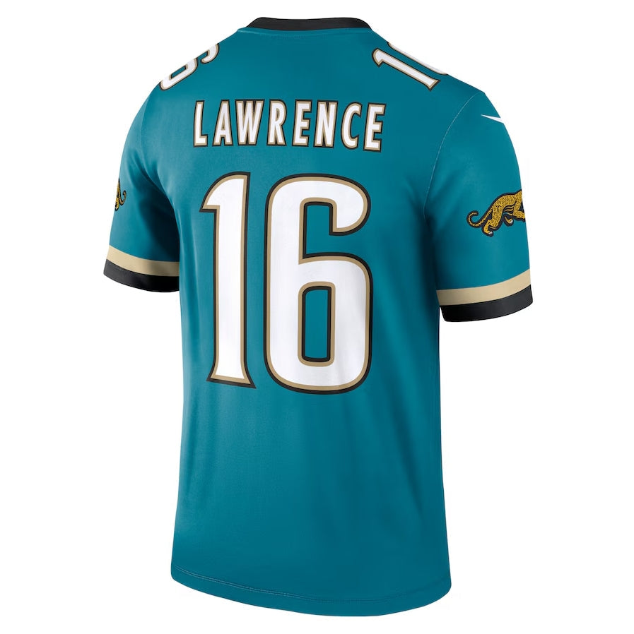 J.Jaguars #16 Trevor Lawrence Prowler Throwback Legend Jersey - Teal Football Jerseys - Main View