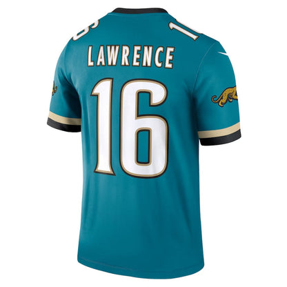 J.Jaguars #16 Trevor Lawrence Prowler Throwback Legend Jersey - Teal Football Jerseys - Main View