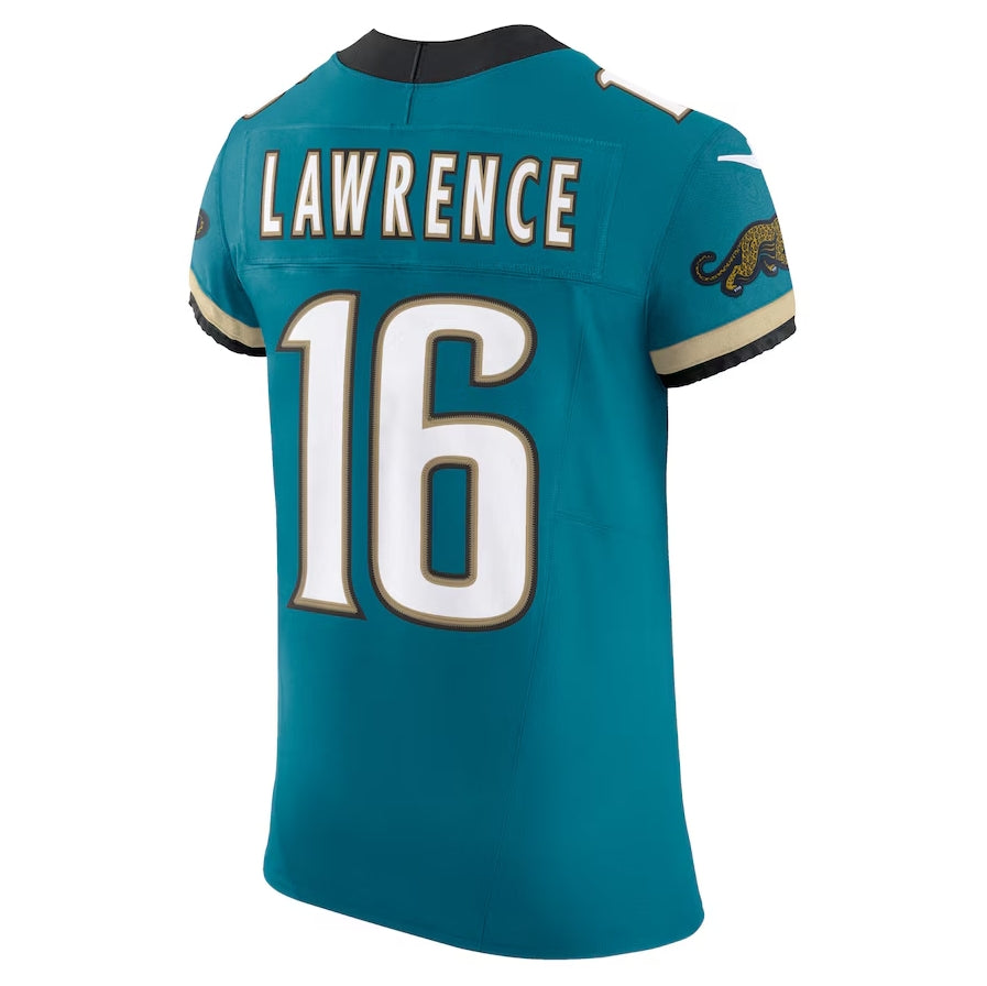 J.Jaguars #16 Trevor Lawrence Prowler Throwback Vapor F.U.S.E. Elite Jersey - Teal Football Jerseys - Main View