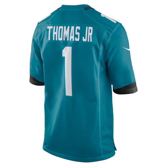 J.Jaguars #1 Brian Thomas Jr 2024 Draft First Round Pick Player Game Jersey - Teal American Football Jerseys - Main View