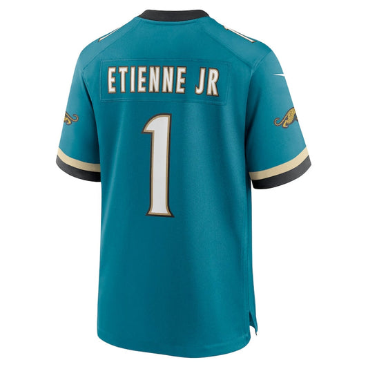 J.Jaguars #1 Travis Etienne Jr Prowler Throwback Player Game Jersey - Teal Football Jerseys - Main View