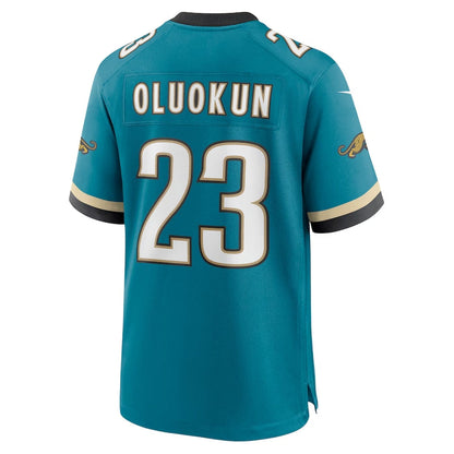 J.Jaguars #23 Foye Oluokun Prowler Throwback Player Game Jersey - Teal Football Jerseys - Main View