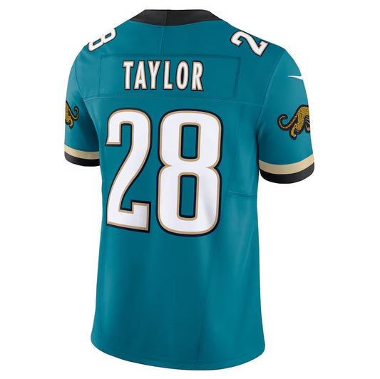J.Jaguars #28 Fred Taylor Prowler Throwback Vapor F.U.S.E. Limited Retired Player Jersey - Teal Football Jerseys - Main View