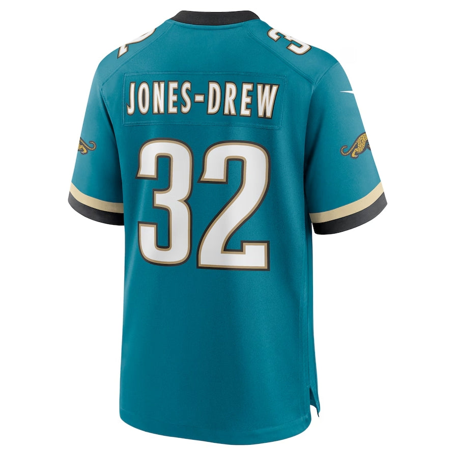 J.Jaguars #32 Maurice Jones-Drew Prowler Throwback Retired Player Game Jersey - Teal Football Jerseys - Main View