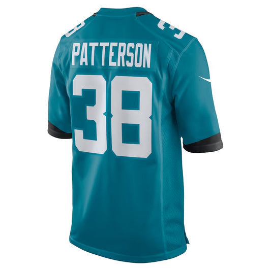 J.Jaguars #38 Riley Patterson Alternate Game Jersey - Teal American Football Jersey - Main View