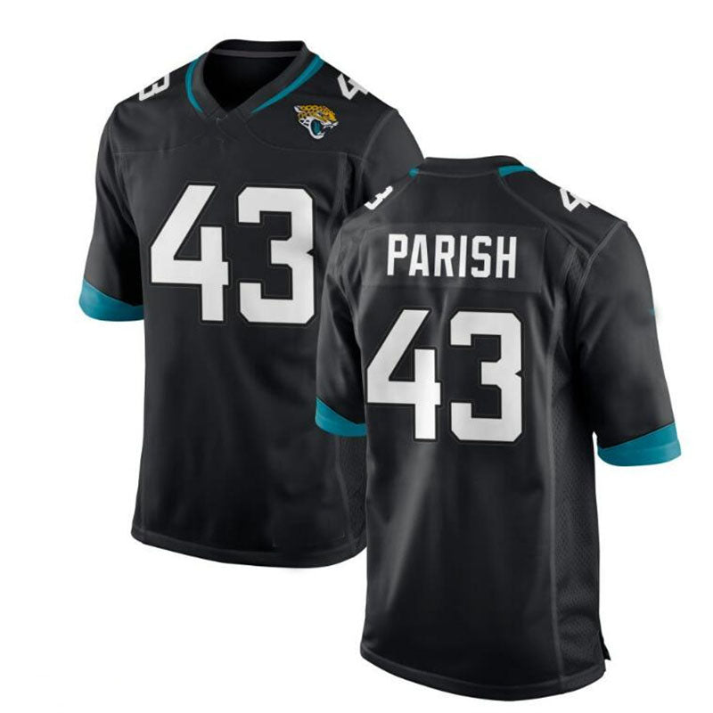 J.Jaguars #43 Derek Parish Game Jersey - Black Stitched American Football Jerseys - Main View