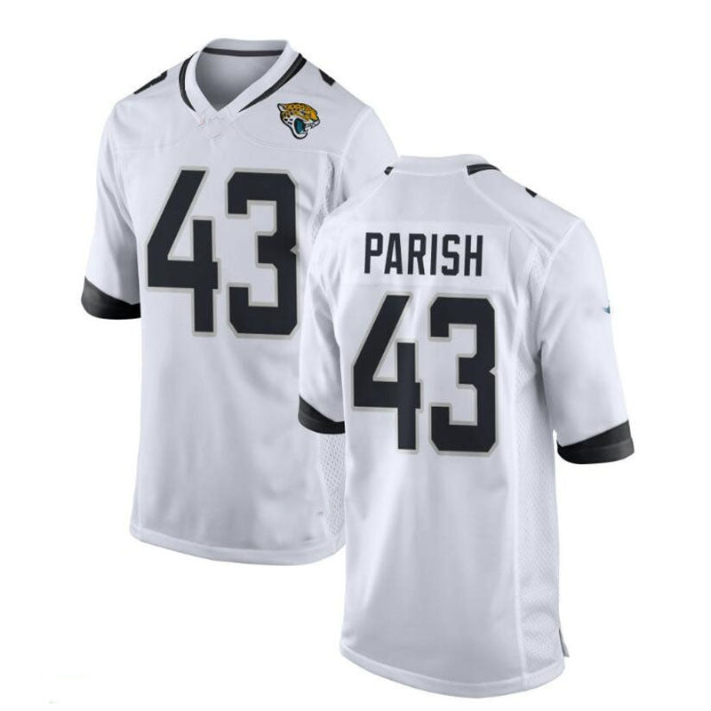 J.Jaguars #43 Derek Parish Game Jersey - White Stitched American Football Jerseys - Main View