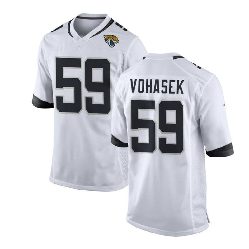 J.Jaguars #59 Raymond Vohasek Game Jersey - White Stitched American Football Jerseys - Main View