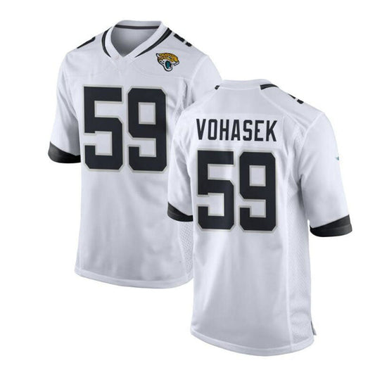 J.Jaguars #59 Raymond Vohasek Game Jersey - White Stitched American Football Jerseys - Main View
