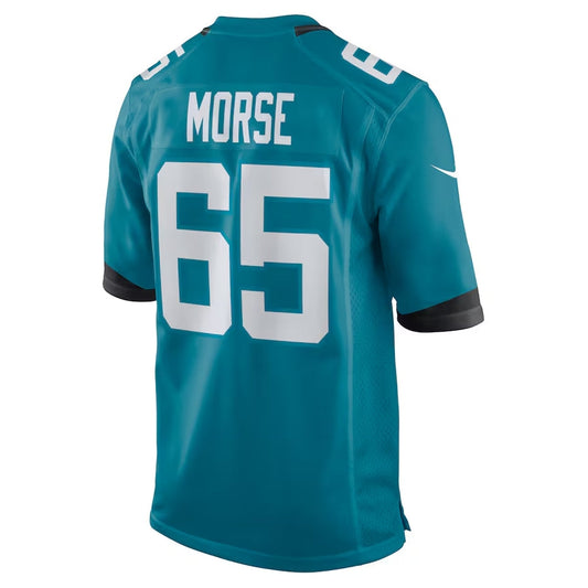 J.Jaguars #65 Mitch Morse Alternate Game Jersey - Teal American Football Jersey - Main View
