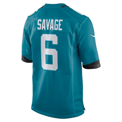J.Jaguars #6 Darnell Savage Alternate Game Jersey - Teal American Football Jersey - Main View