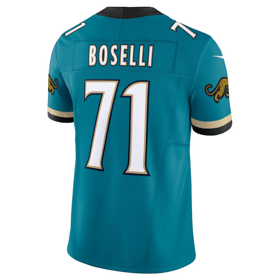 J.Jaguars #71 Tony Boselli Prowler Throwback Vapor F.U.S.E. Limited Retired Player Jersey - Teal Football Jerseys - Main View