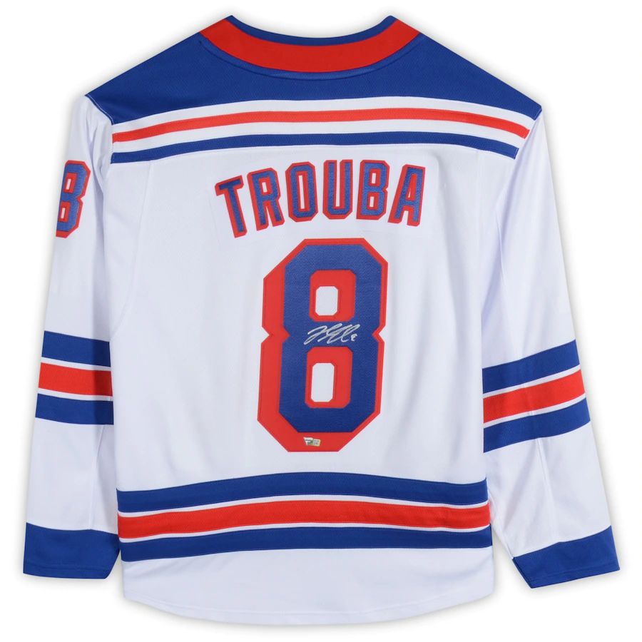 NY.Rangers #8 Jacob Trouba Fanatics Authentic Autographed Breakaway Jersey White Stitched American Hockey Jerseys - Main View