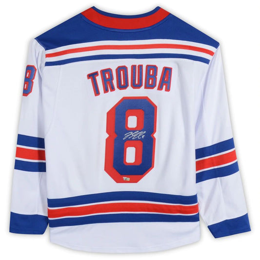 NY.Rangers #8 Jacob Trouba Fanatics Authentic Autographed Breakaway Jersey White Stitched American Hockey Jerseys - Main View