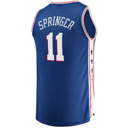 PH.76ers #11 Jaden Springer Fanatics Branded 2021  Draft First Round Pick Fast Break Replica Jersey Icon Edition Royal Stitched American Basketball Jersey - Main View