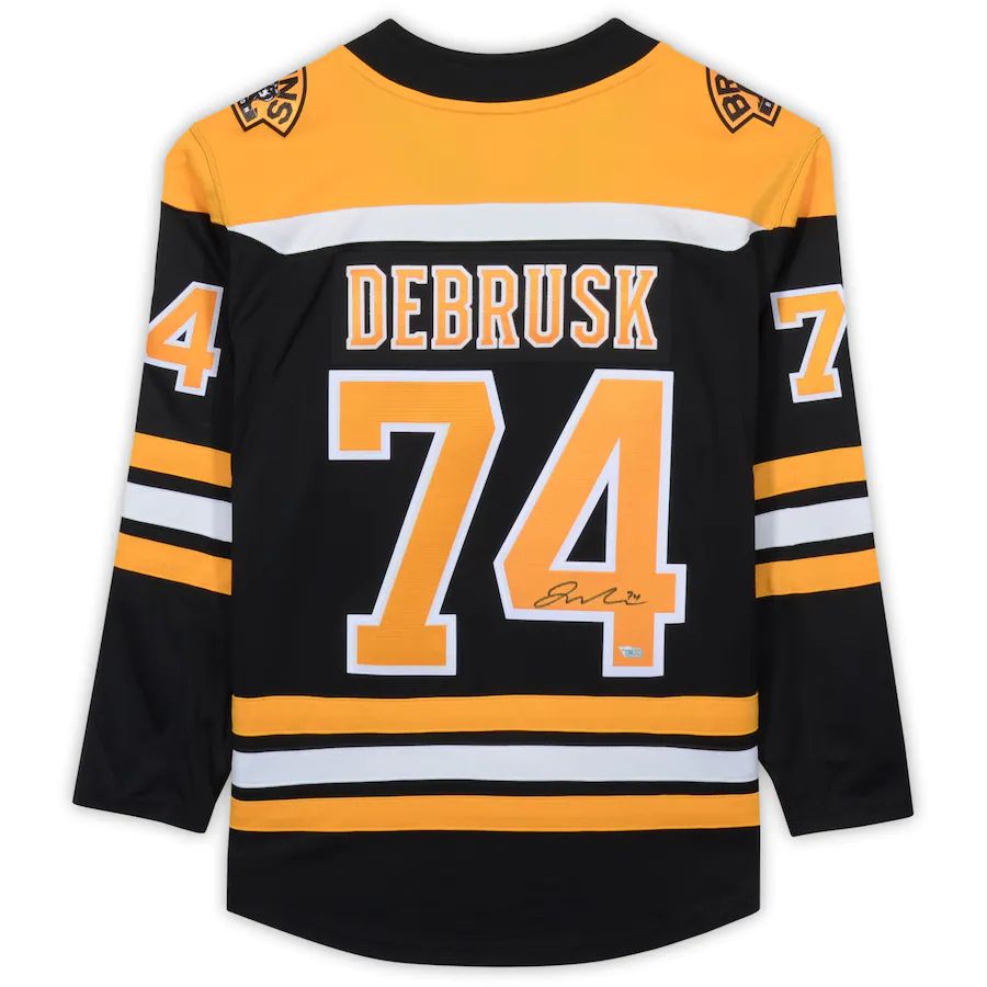 B.Bruins #74 Jake DeBrusk Fanatics Authentic Autographed Black Fanatics Breakaway Jersey Stitched American Hockey Jerseys - Main View