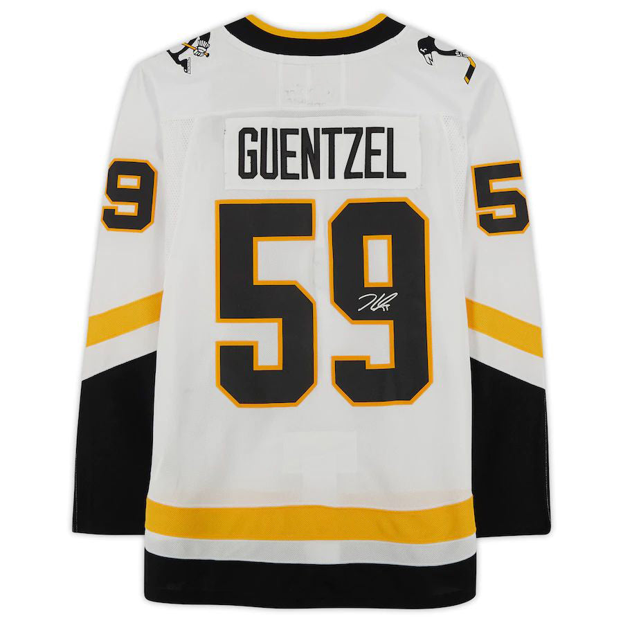 P.Penguins #59 Jake Guentzel Fanatics Authentic Autographed 2020 Reverse Retro  White Stitched American Hockey Jerseys - Main View
