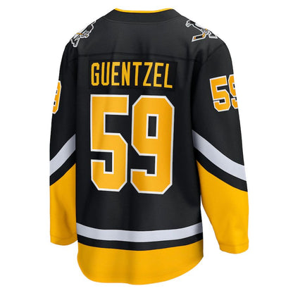 P.Penguins #59 Jake Guentzel Fanatics Branded 2021-22 Alternate Premier Breakaway Player Jersey Black Stitched American Hockey Jerseys - Main View