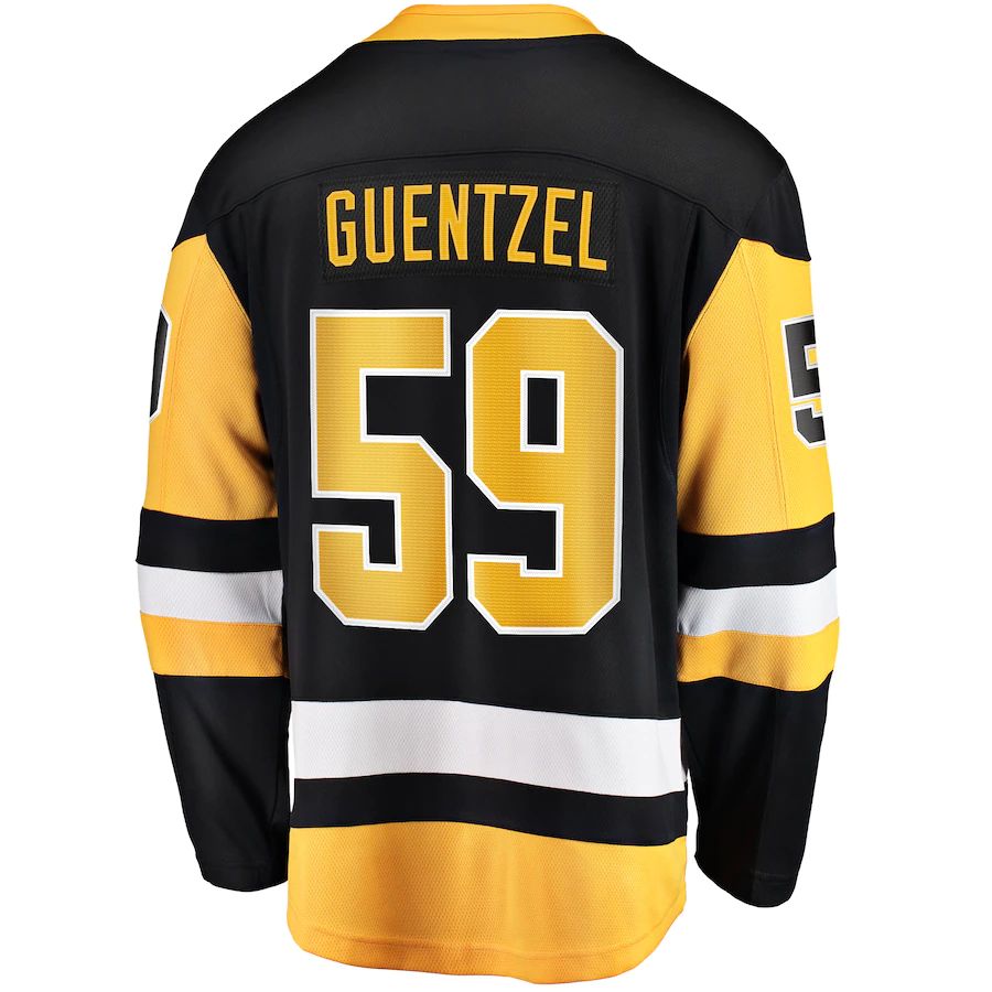 P.Penguins #59 Jake Guentzel Fanatics Branded Home Premier Breakaway Player Jersey Black Stitched American Hockey Jerseys - Main View