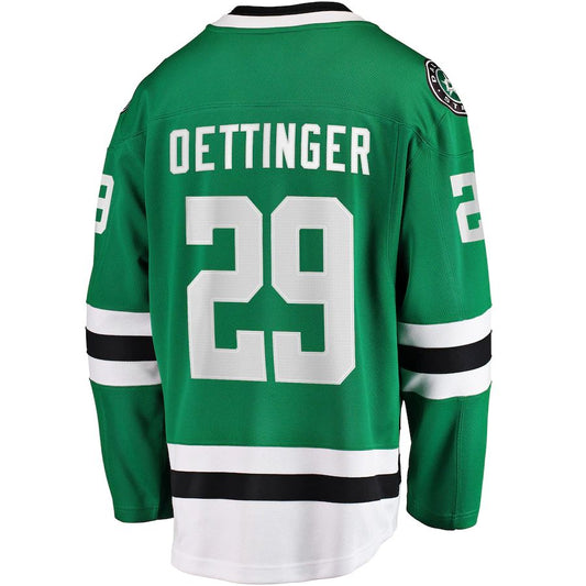 D.Stars #29 Jake Oettinger Fanatics Branded Home Breakaway Player Jersey Kelly Green Stitched American Hockey Jerseys - Main View