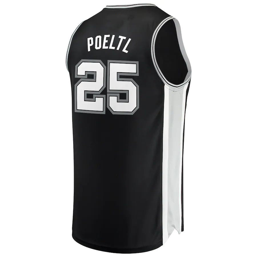 S.Antonio Spurs #25 Jakob Poeltl Fanatics Branded Fast Break Replica Jersey Icon Edition Black Stitched American Basketball Jersey - Main View