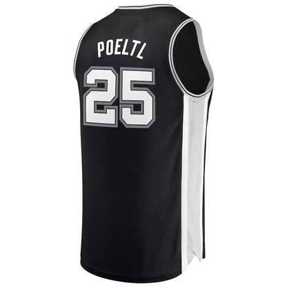 S.Antonio Spurs #25 Jakob Poeltl Fanatics Branded Fast Break Replica Jersey Icon Edition Black Stitched American Basketball Jersey - Main View