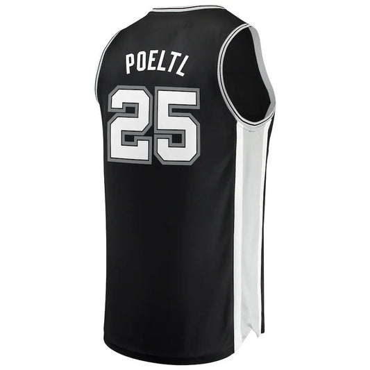 S.Antonio Spurs #25 Jakob Poeltl Fanatics Branded Fast Break Replica Jersey Icon Edition Black Stitched American Basketball Jersey - Main View