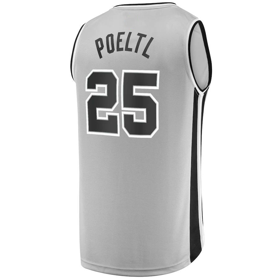 S.Antonio Spurs #25 Jakob Poeltl Fanatics Branded Fast Break Replica Player Jersey Statement Edition Silver Stitched American Basketball Jersey - Main View