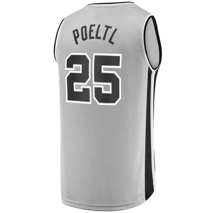S.Antonio Spurs #25 Jakob Poeltl Fanatics Branded Fast Break Replica Player Jersey Statement Edition Silver Stitched American Basketball Jersey - Main View