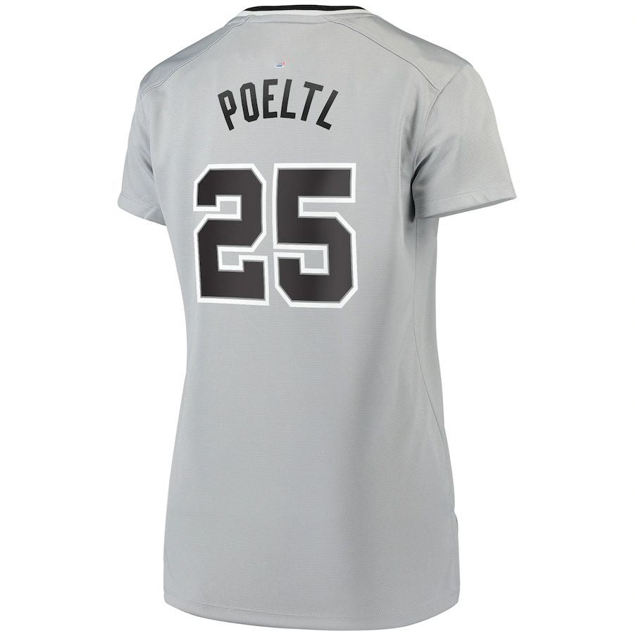 S.Antonio Spurs #25 Jakob Poeltl Fanatics Branded Women's Fast Break Replica Player Jersey Statement Edition Silver Stitched American Basketball Jersey - Main View